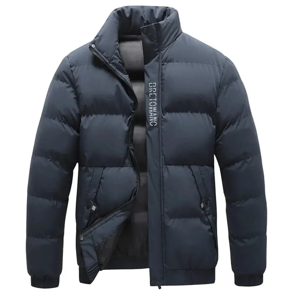 Men's Winter Jacket with Collar and Functional Design