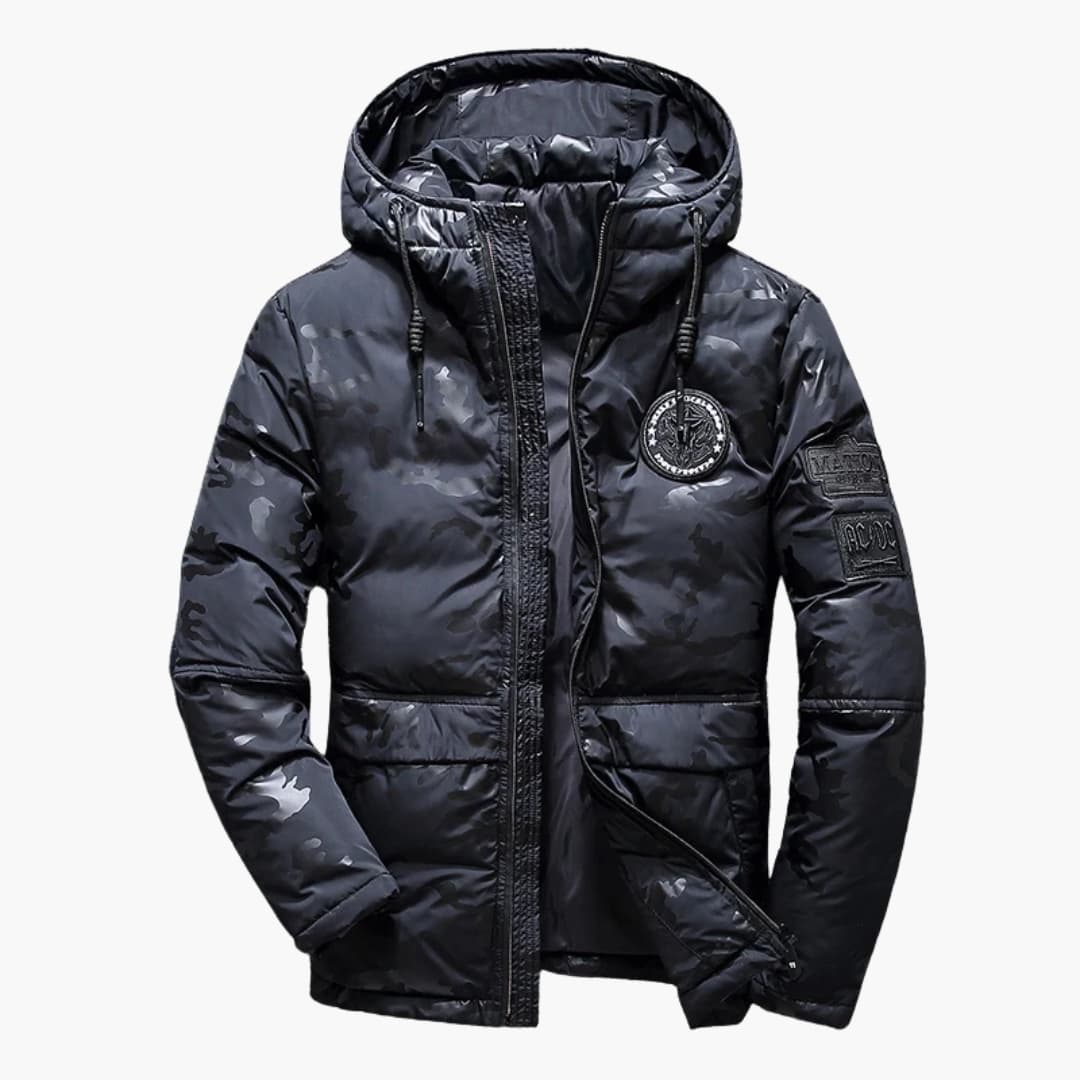 Men's Winter Jacket with Hood and Zipper