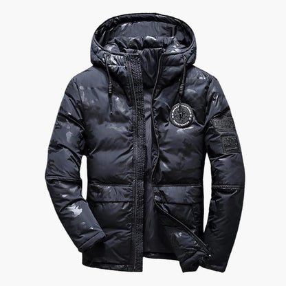 Men's Winter Jacket with Hood and Zipper