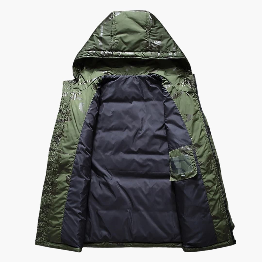 Men's Winter Jacket with Hood and Zipper