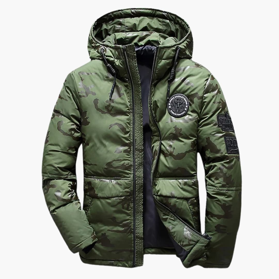 Men's Winter Jacket with Hood and Zipper
