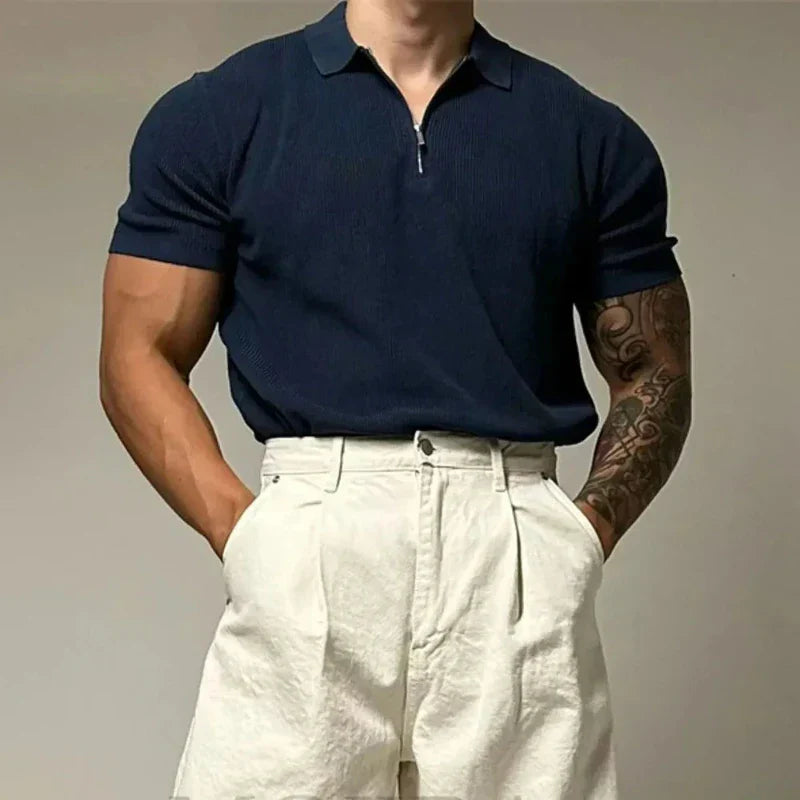 Men's Zip-Up Muscle Sweater With Modern Details