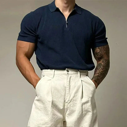 Men's Zip-Up Muscle Sweater With Modern Details