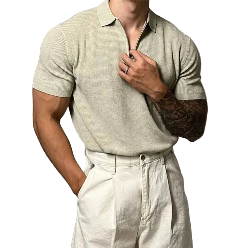 Men's Zip-Up Muscle Sweater With Modern Details