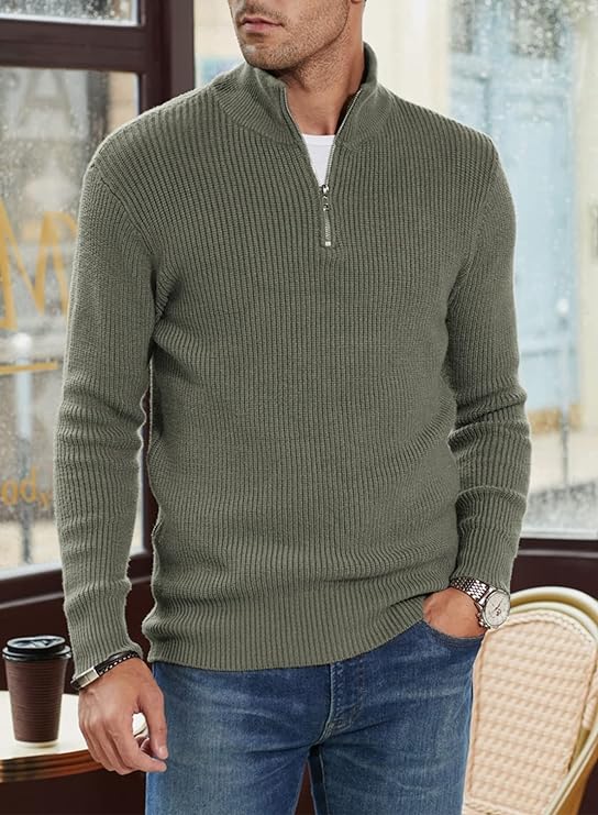 Men's Zipped Sweater Italian Design Cotton Blend