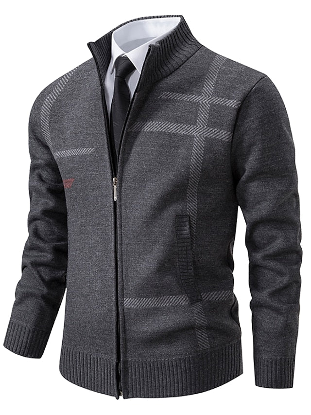 Men's Zipper Sweater Stylishly Knitted