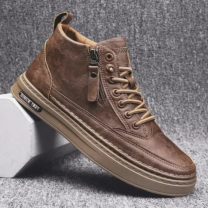 Men's high leather style ankle boots