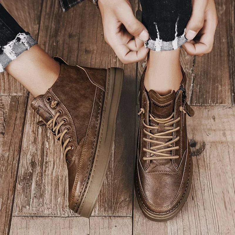 Men's high leather style ankle boots
