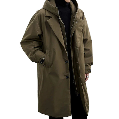 Men's hooded trench coat with oversized fit