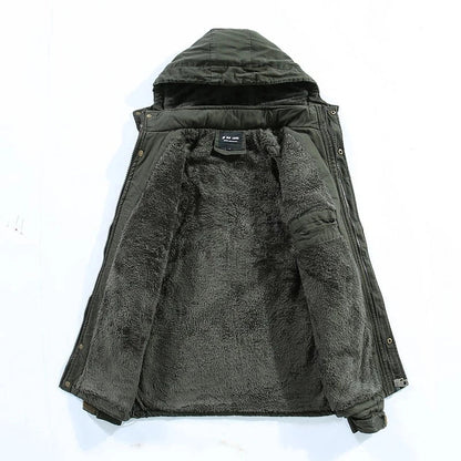 Men's hooded winter coat with fleece lining