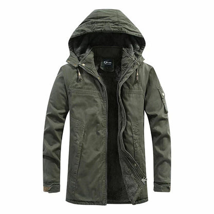 Men's hooded winter coat with fleece lining