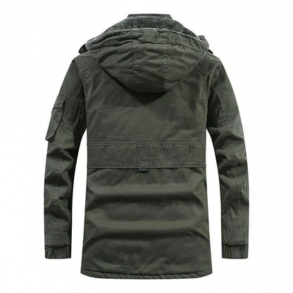 Men's hooded winter coat with fleece lining