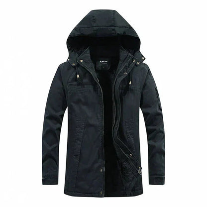 Men's hooded winter coat with fleece lining