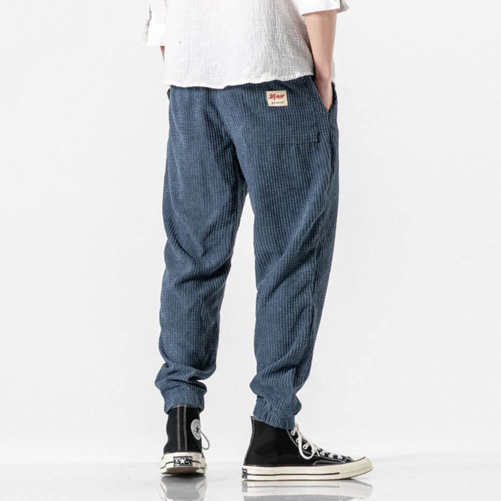 Men's jogging trousers corduroy with adjustable drawstring