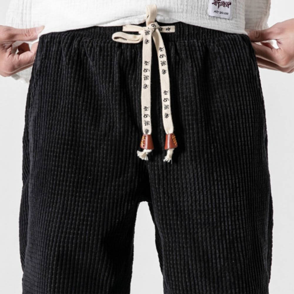 Men's jogging trousers corduroy with adjustable drawstring