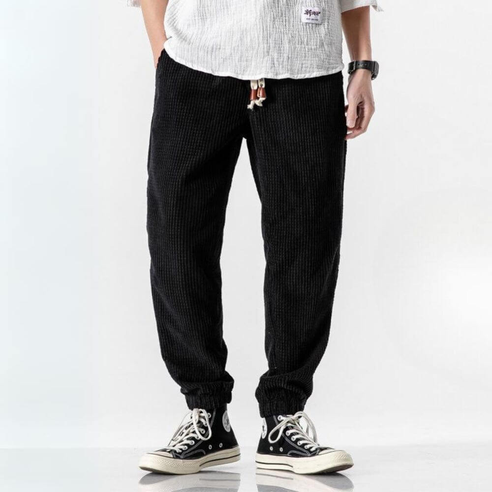 Men's jogging trousers corduroy with adjustable drawstring