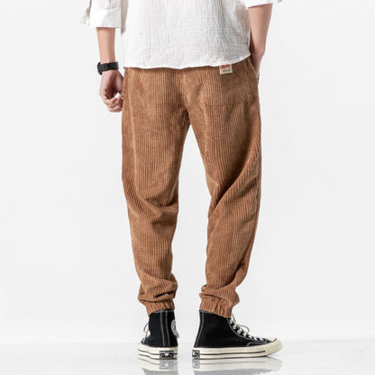 Men's jogging trousers corduroy with adjustable drawstring