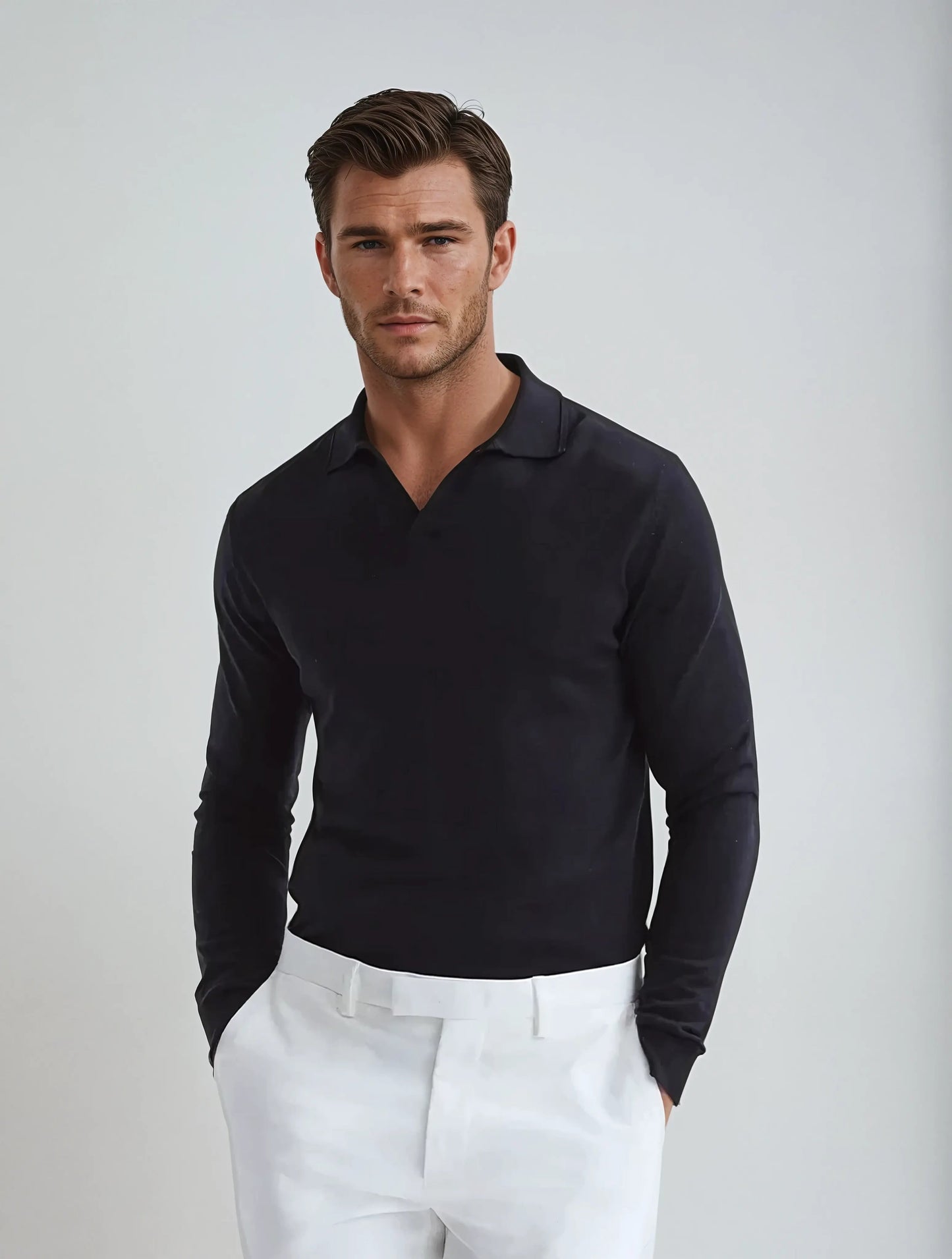 Men's long-sleeved polo shirt Casual