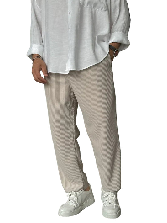 Men's relaxed fit rib-knit trousers