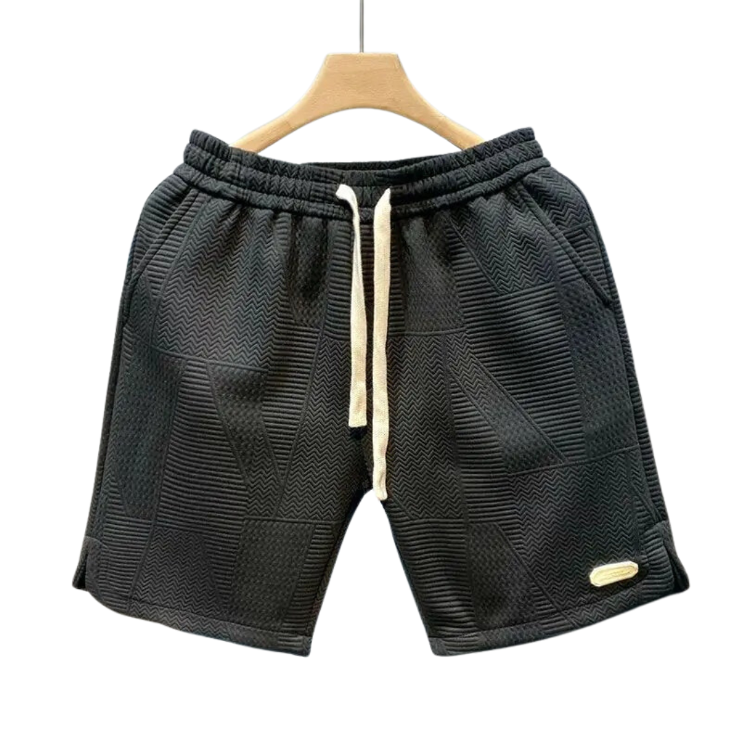 Men's shorts with wave pattern and drawstring