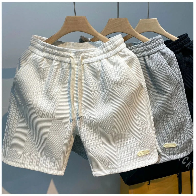 Men's shorts with wave pattern and drawstring
