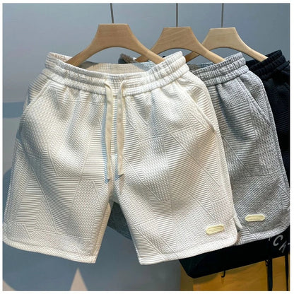 Men's shorts with wave pattern and drawstring