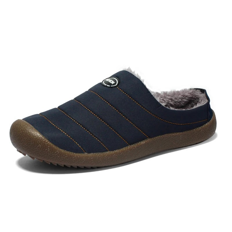 Men's slip-on winter shoes with plush lining and rubber soles