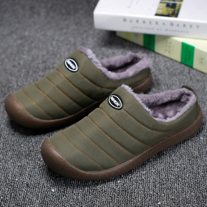 Men's slip-on winter shoes with plush lining and rubber soles
