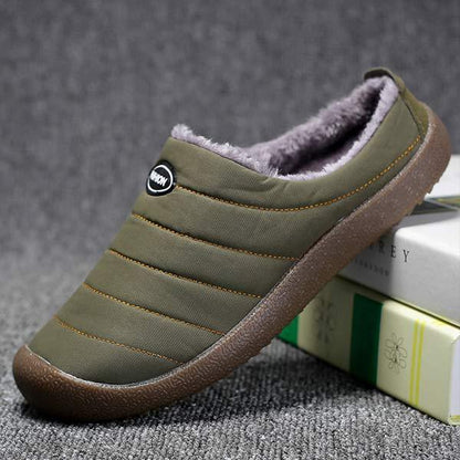 Men's slip-on winter shoes with plush lining and rubber soles