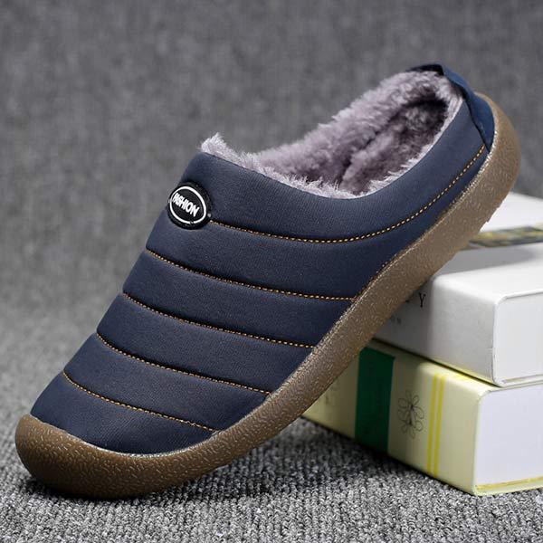 Men's slip-on winter shoes with plush lining and rubber soles