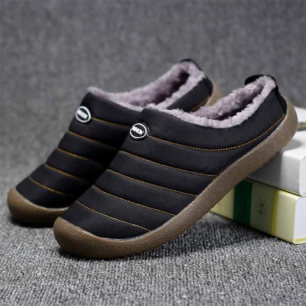 Men's slip-on winter shoes with plush lining and rubber soles