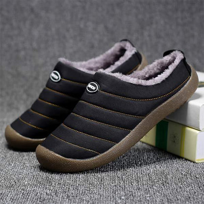 Men's slip-on winter shoes with plush lining and rubber soles