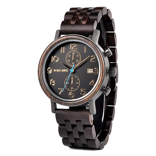 Men's watch in wood and steel