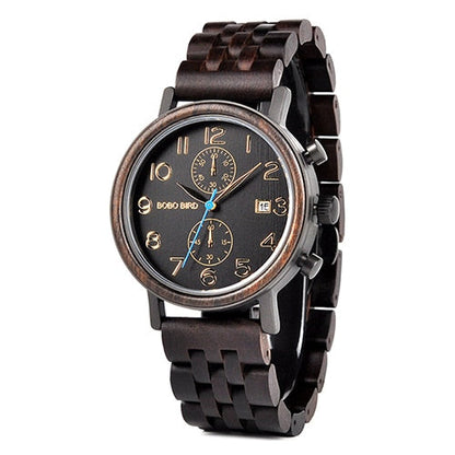 Men's watch in wood and steel