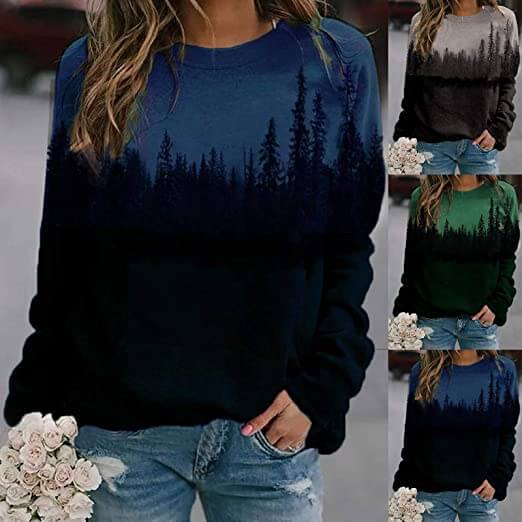 Mountain Printed Pullover Sweatshirts