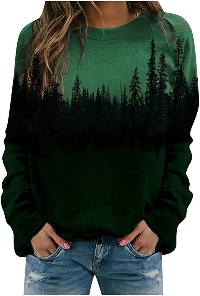 Mountain Printed Pullover Sweatshirts