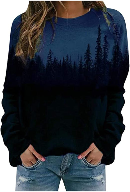 Mountain Printed Pullover Sweatshirts