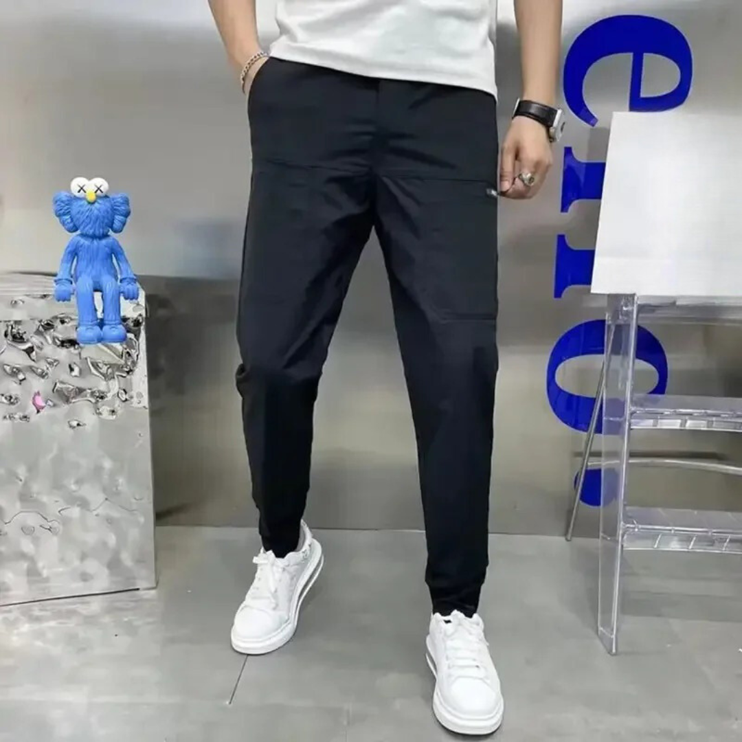 Multi-pocket skinny men's trousers