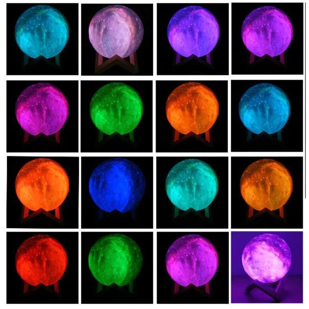 Multicoloured 3D Moon Lamp