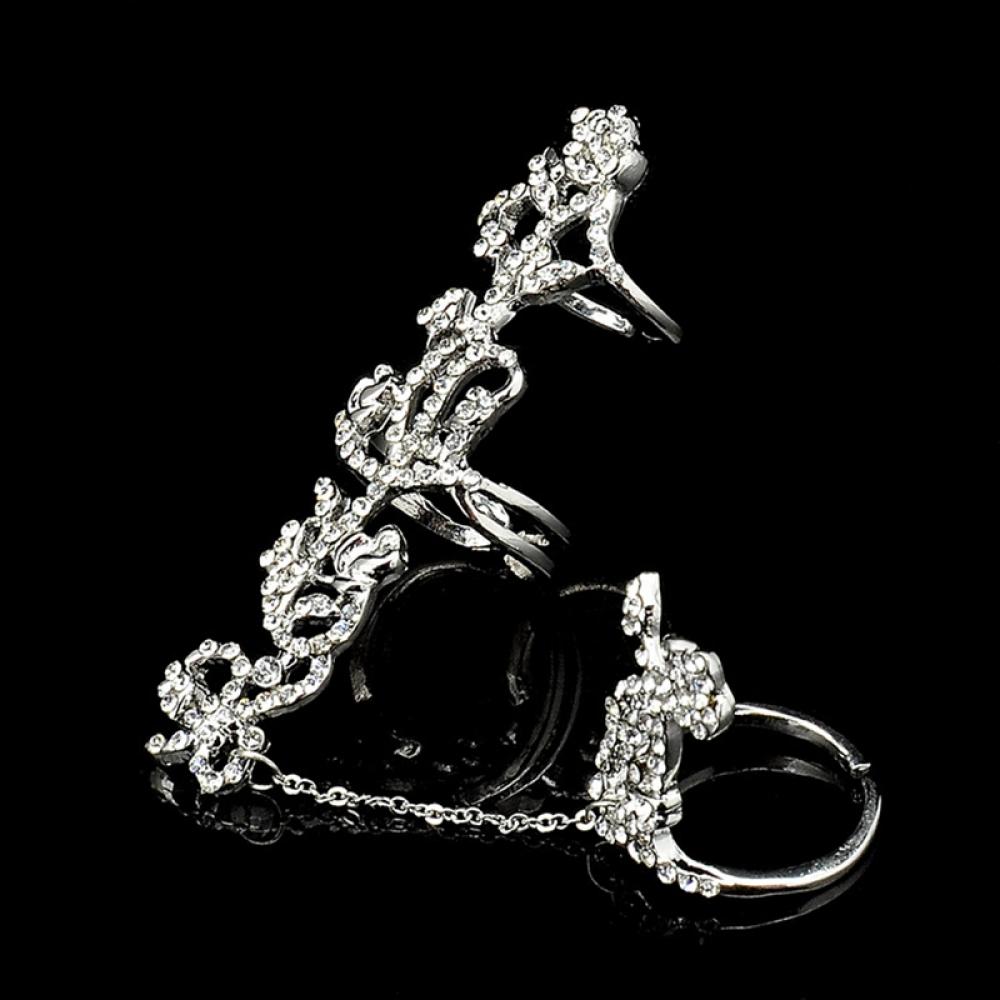 Multiple Finger Stack Knuckle Band Crystal Ring