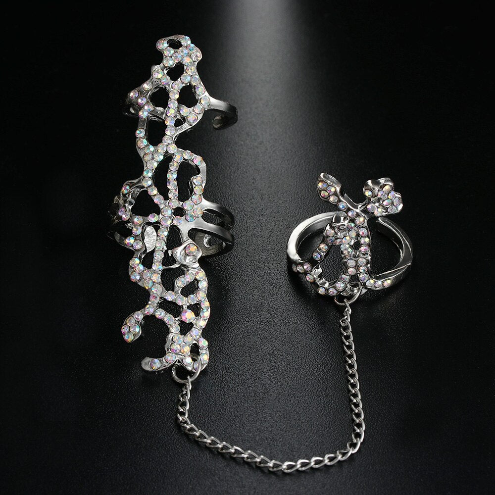 Multiple Finger Stack Knuckle Band Crystal Ring