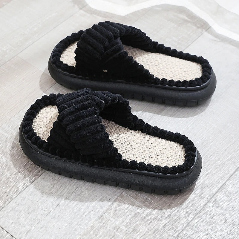 Non-slip bath slippers with open toe