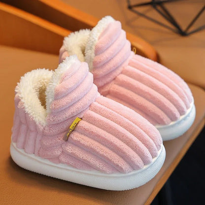 Non-slip children's slippers with soft sole and plush