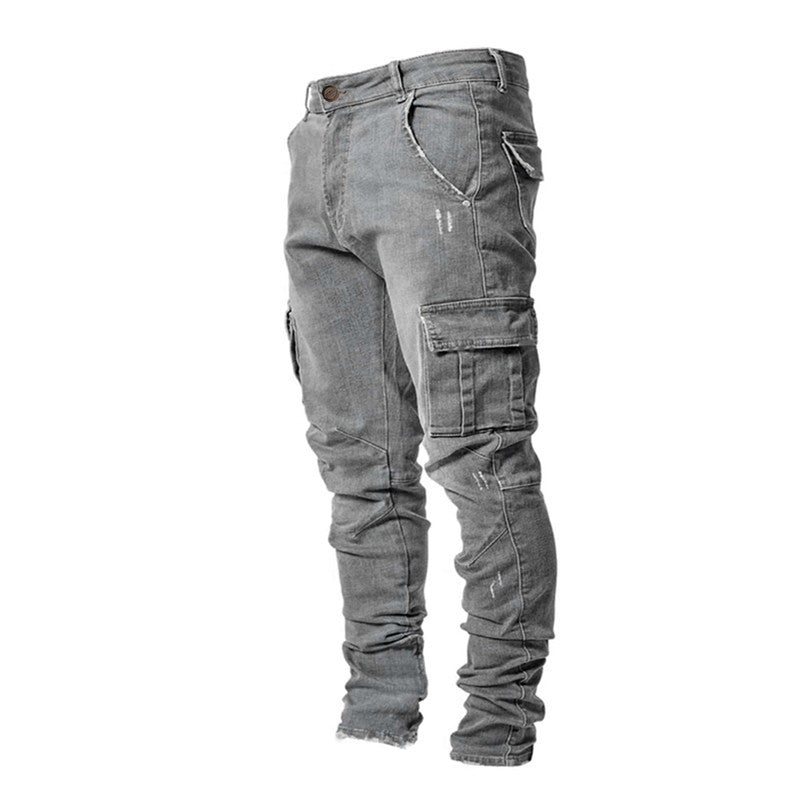 Men's Cargo Trousers Slim Fit Cotton With Practical Pockets