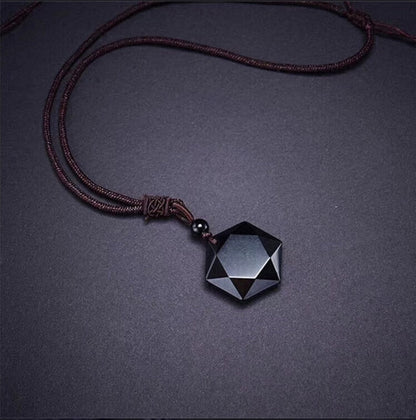 Obsidian Tibetan metaphysical necklace
