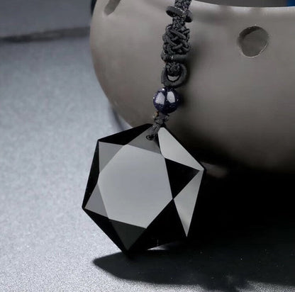 Obsidian Tibetan metaphysical necklace