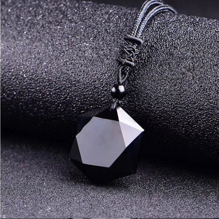 Obsidian Tibetan metaphysical necklace