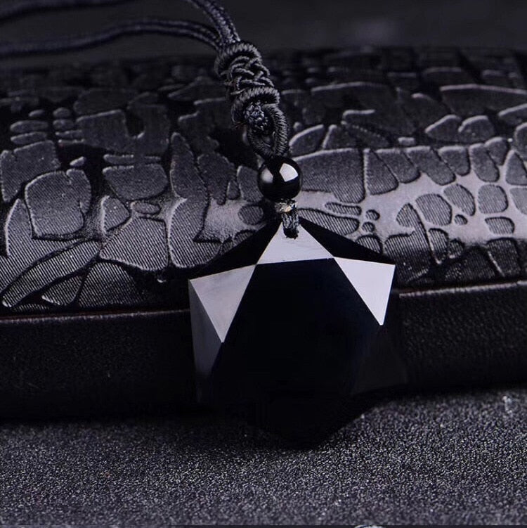 Obsidian Tibetan metaphysical necklace