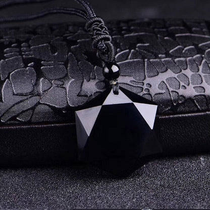 Obsidian Tibetan metaphysical necklace