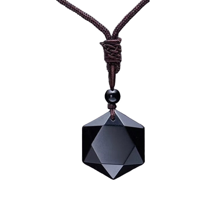 Obsidian Tibetan metaphysical necklace